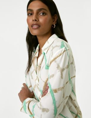 Printed Collared Blouse - JO