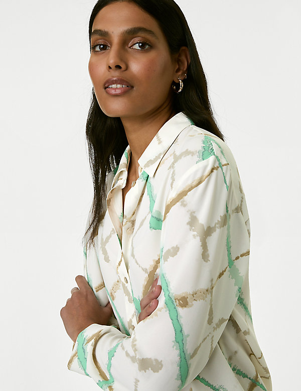 Printed Collared Blouse - CA