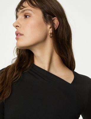 

Womens M&S Collection Jersey Asymmetric Top - Black, Black