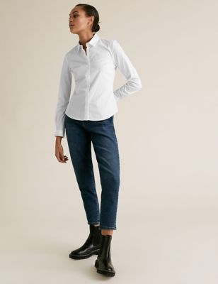 Cotton Rich Fitted Long Sleeve Shirt - IT