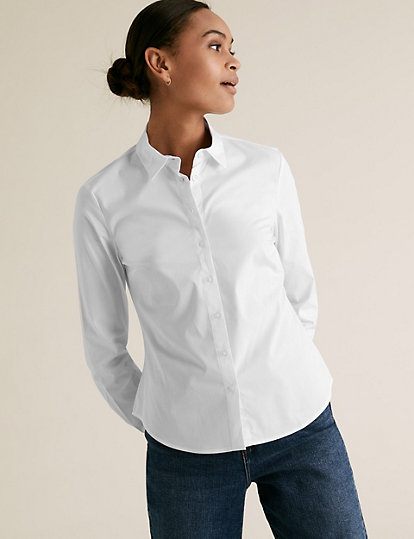 Cotton Rich Fitted Long Sleeve Shirt