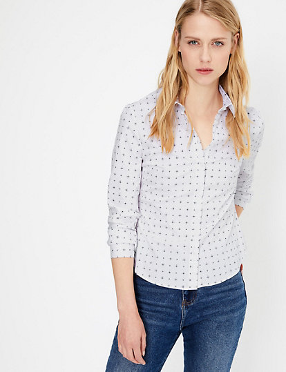 Printed Fitted Long Sleeve Shirt