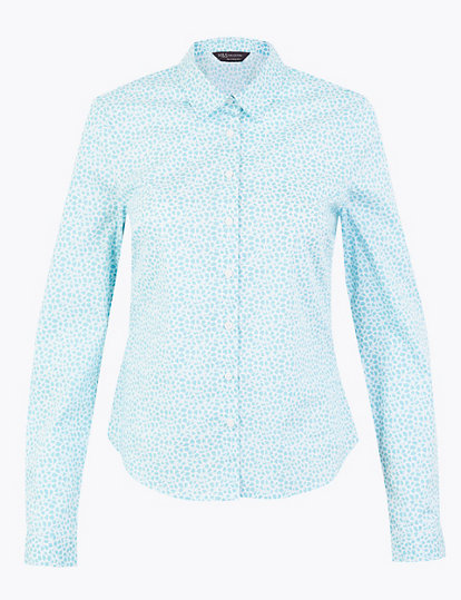 Cotton Floral Fitted Long Sleeve Shirt