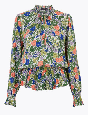 Floral Print Waisted Blouse | M&S Collection | M&S