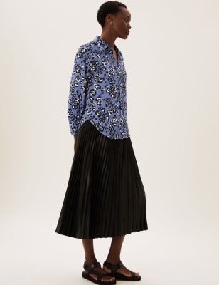 

Womens M&S Collection Animal Print Collared Long Sleeve Blouse - Blue Mix, Blue Mix