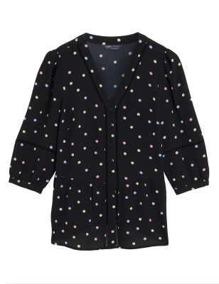 

Womens M&S Collection Polka Dot Blouse - Black Mix, Black Mix