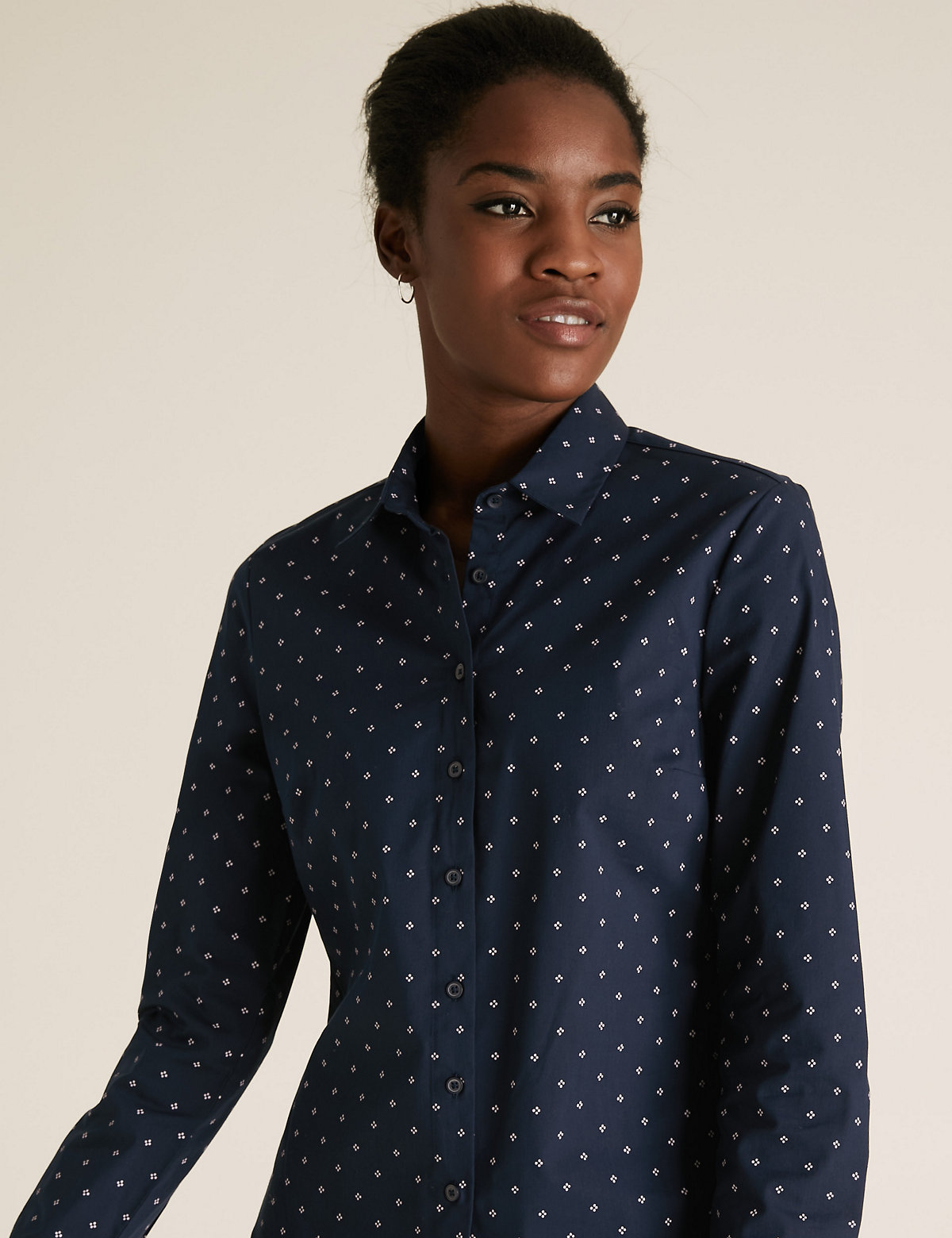Geometric Fitted Long Sleeve Shirt