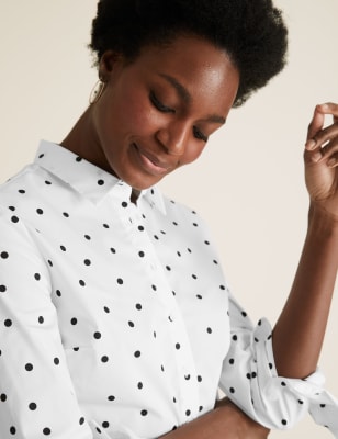 Black and white polka cheap dot long sleeve shirt