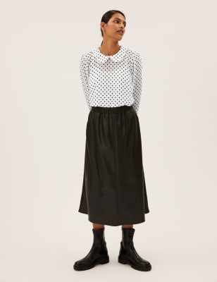 

M&S Collection Blusa de manga larga de topos con cuelloWomens - Ivory, Ivory