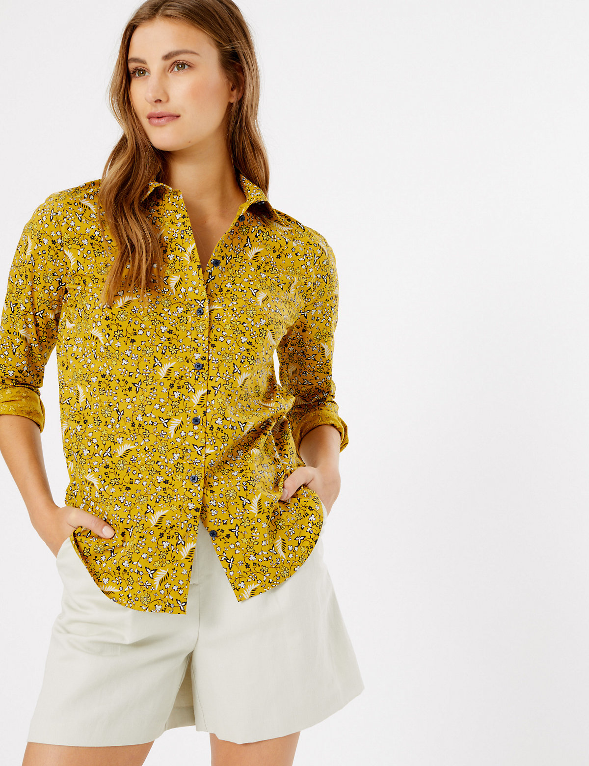 Pima Cotton Floral Print Shirt