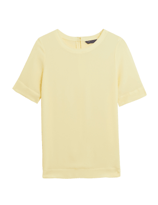 

Womens M&S Collection Textured Short Sleeve Top - Pale Gold, Pale Gold