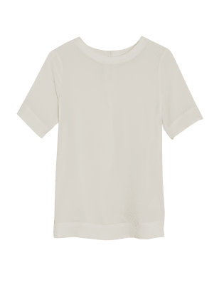 

Womens M&S Collection Strukturiertes Kurzarm-Oberteil - Ice White, Ice White