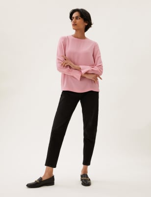 

M&S Collection Top de manga larga con escote cerradoWomens - Dusky Rose, Dusky Rose