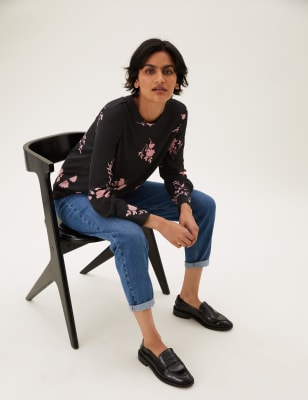 

Womens M&S Collection Floral Long Sleeve Top - Black Mix, Black Mix