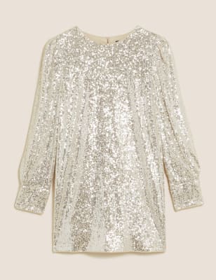 

Womens M&S Collection Sequin Long Sleeve Top - Gold, Gold
