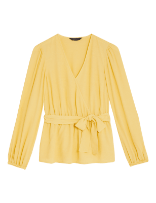 

M&S Collection Top cruzado de manga larga de escote en picoWomens - Straw, Straw