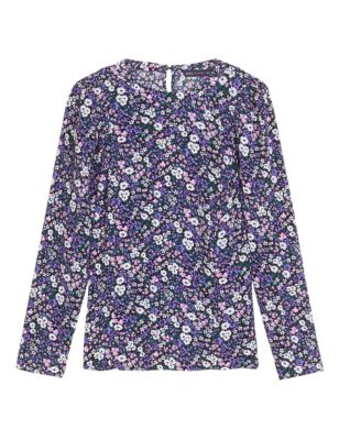 M&S Womens Floral Puff Sleeve Top