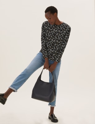 

Womens M&S Collection Ditsy Floral Long Sleeve Top - Black Mix, Black Mix