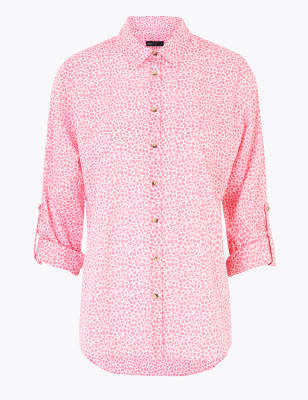 Puur katoenen, ruimvallend overhemd met bloemmotief