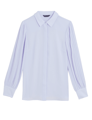 

Womens M&S Collection Bluse mit Blousonärmeln und Kragen - Pale Lilac, Pale Lilac