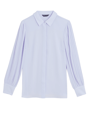 

Womens M&S Collection Collared Blouson Sleeve Blouse - Pale Lilac, Pale Lilac