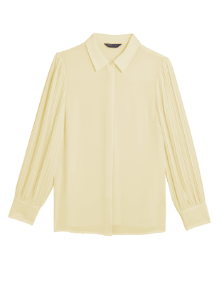 

Womens M&S Collection Collared Blouson Sleeve Blouse - Pale Yellow, Pale Yellow