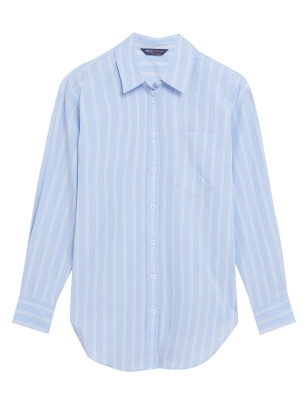 

Womens M&S Collection Extragroßes, gestreiftes Oberteil aus reinem Baumwolle - Blue Mix, Blue Mix