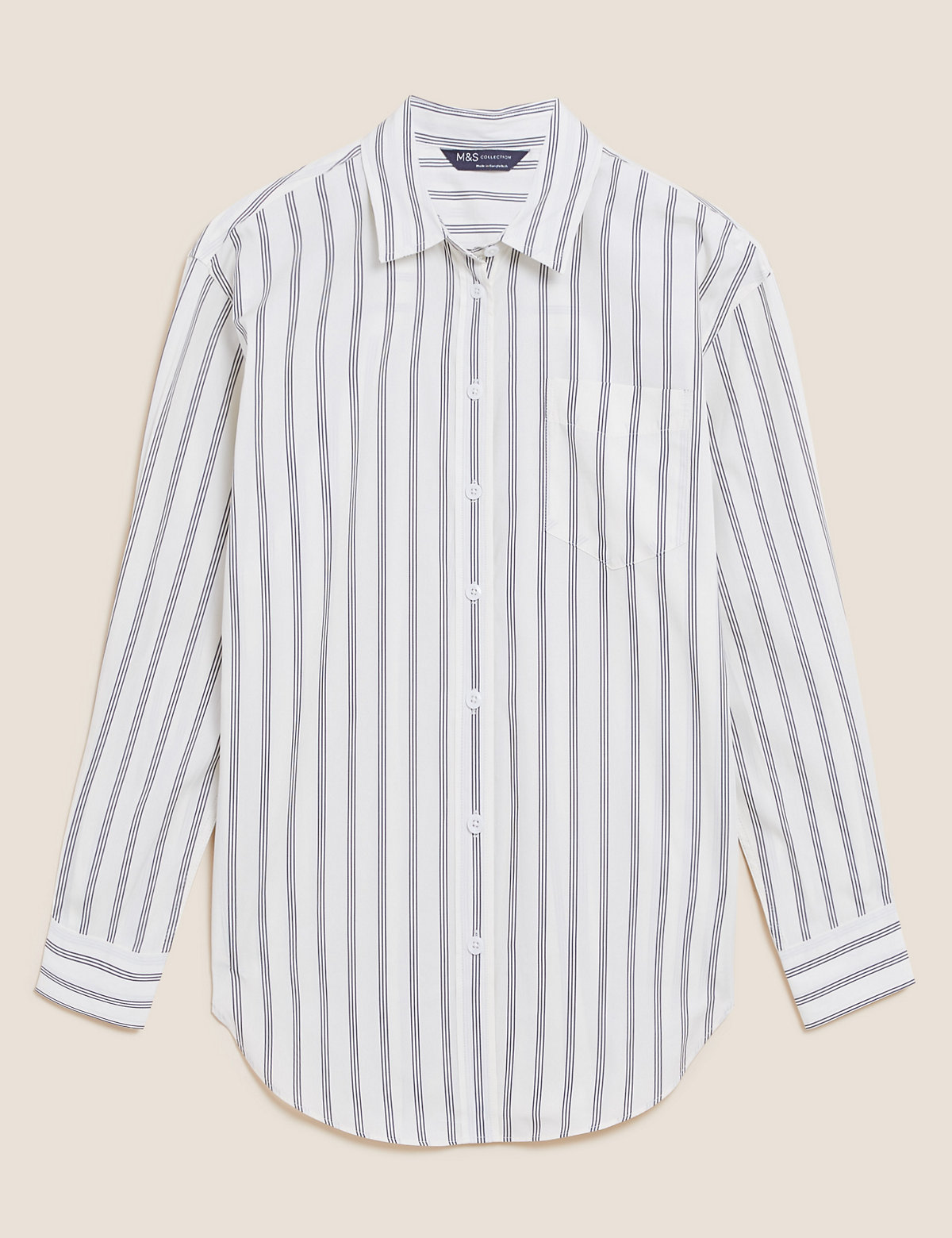Pure Cotton Striped Oversized Girlfriend Style Shirt