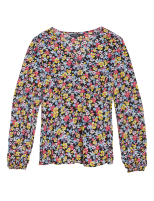 

Womens M&S Collection Floral V-Neck Long Sleeve Top - Multi, Multi