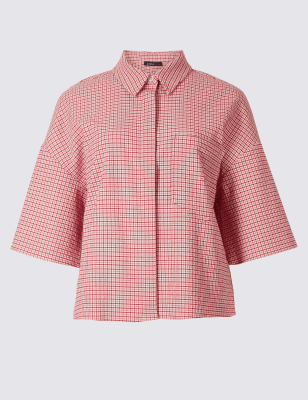 half sleeve shirt checks