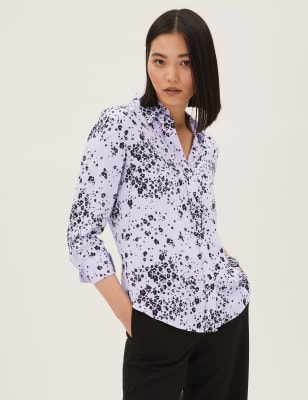 

Womens M&S Collection Langarmhemd mit Tierdruck - Lilac Mix, Lilac Mix