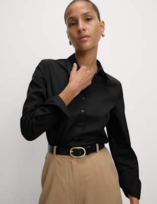 Chemise coupe ajustée en coton avec encolure