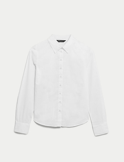 Cotton Rich Collared Long Sleeve Shirt