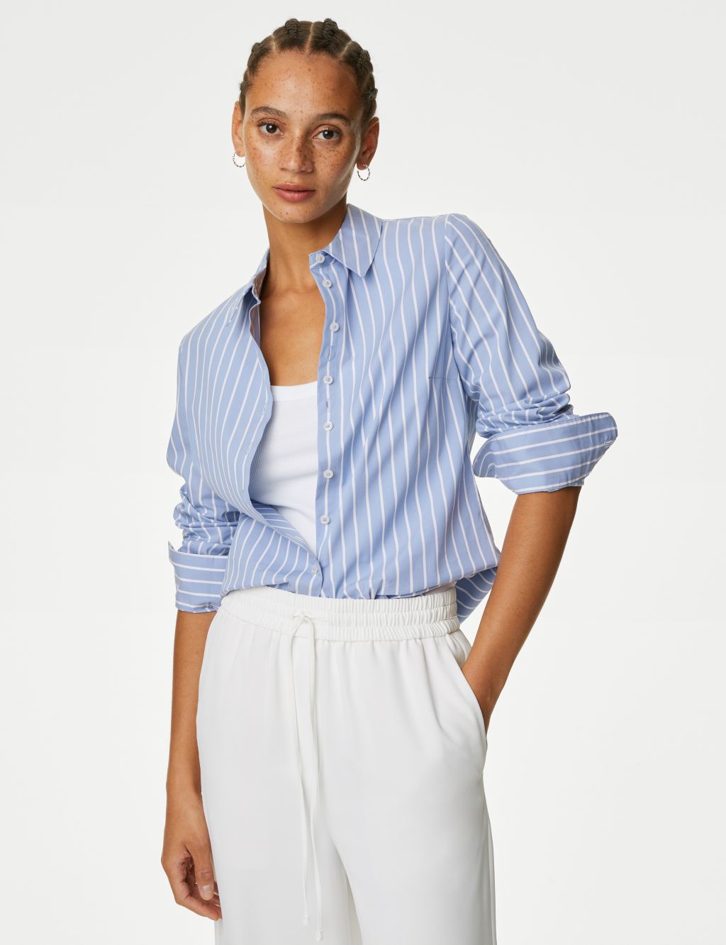 Cotton Rich Striped Fitted Shirt image 3