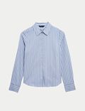 Cotton Rich Striped Collared Shirt