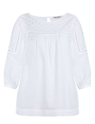 Pure Cotton Cutwork Blouse | M&S Collection | M&S