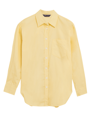 

Womens M&S Collection Pure Cotton Oversized Girlfriend Style Shirt - Pale Gold, Pale Gold