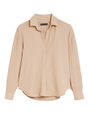

Womens M&S Collection Langarm-Pop-over-Bluse - Hessian, Hessian