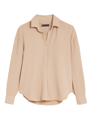 

Womens M&S Collection Long Sleeve Popover Blouse - Hessian, Hessian