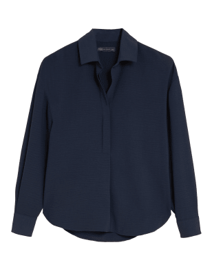 

Womens M&S Collection Langarm-Pop-over-Bluse - Ink, Ink