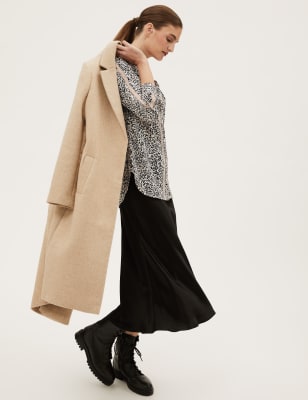 

Womens M&S Collection Animal Print Lace Insert Long Sleeve Shirt - Calico Mix, Calico Mix