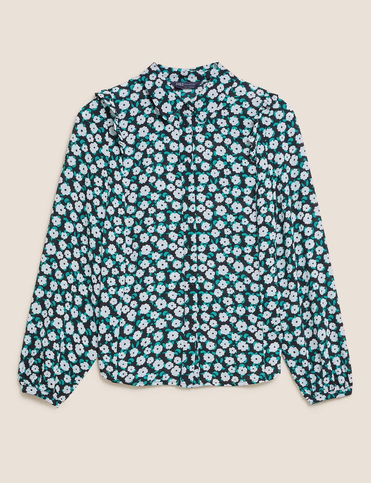 Floral Frill Detail Long Sleeve Blouse