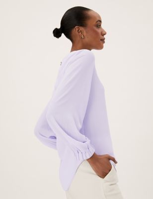 

Womens M&S Collection Textured Long Sleeve Top - Pale Lilac, Pale Lilac