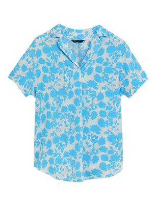 

Womens M&S Collection Floral Collared Short Sleeve Popover Blouse - Turquoise Mix, Turquoise Mix