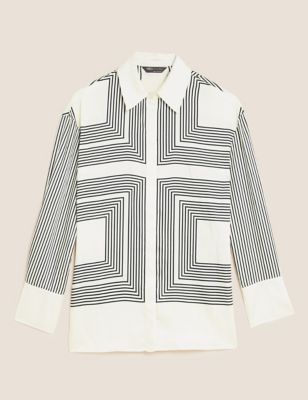 Striped Collared Longline Shirt | M&S Collection | M&S