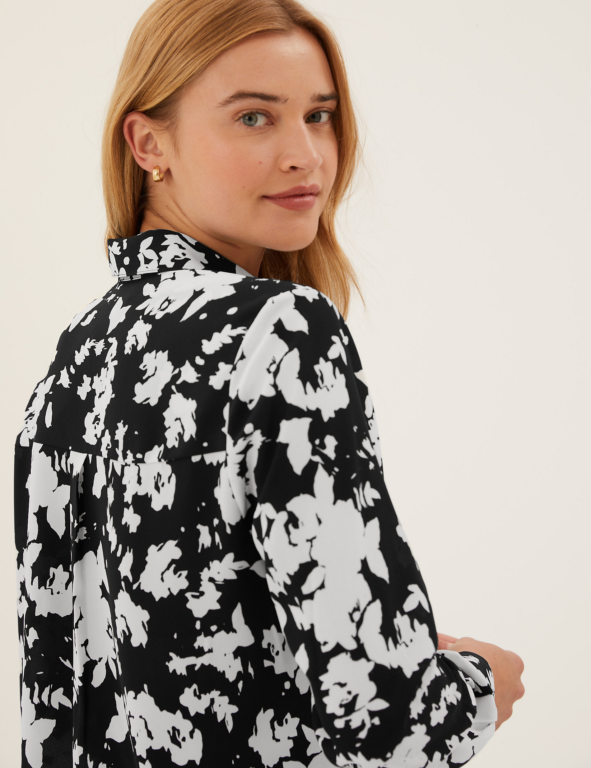 Floral Collared Long Sleeve Shirt