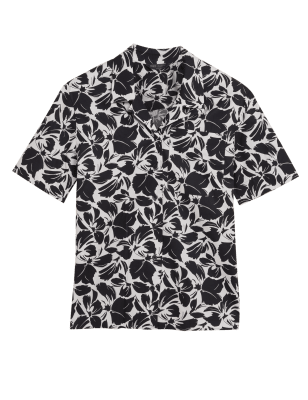 

Womens M&S Collection Pure Cotton Floral Short Sleeve Shirt - Black Mix, Black Mix