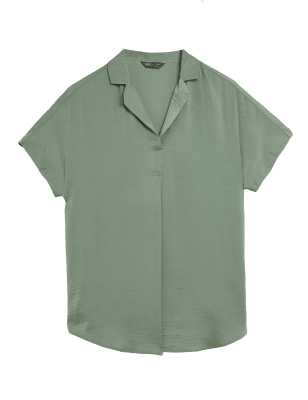 

M&S Collection Blusa cerrada de manga corta con cuelloWomens - Khaki, Khaki
