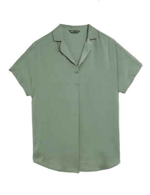 

Womens M&S Collection Collared Short Sleeve Popover Blouse - Khaki, Khaki