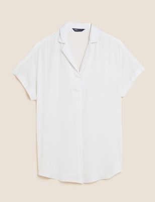 Collared Short Sleeve Popover Blouse | M&S Collection | M&S